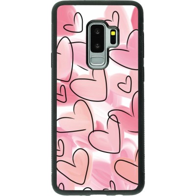 Coque Samsung Galaxy S9+ - Silicone rigide noir Easter 2023 pink hearts