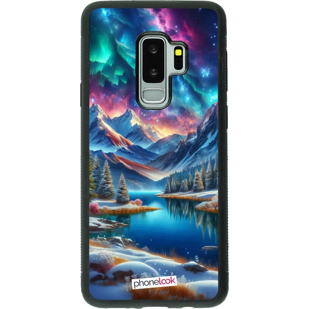 Coque Samsung Galaxy S9+ - Silicone rigide noir Fantasy Mountain Lake Sky Stars