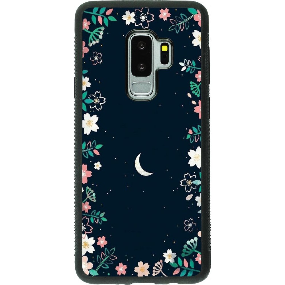 Coque Samsung Galaxy S9+ - Silicone rigide noir Flowers space