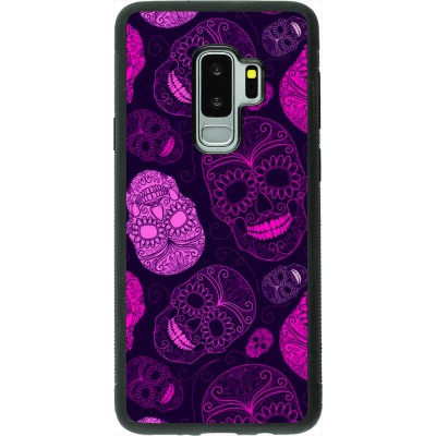 Coque Samsung Galaxy S9+ - Silicone rigide noir Halloween 2023 pink skulls