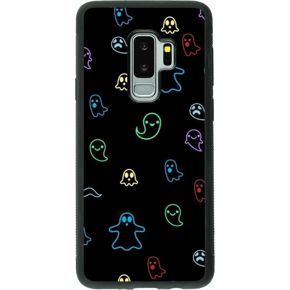 Coque Samsung Galaxy S9+ - Silicone rigide noir Halloween 2024 colorful ghosts