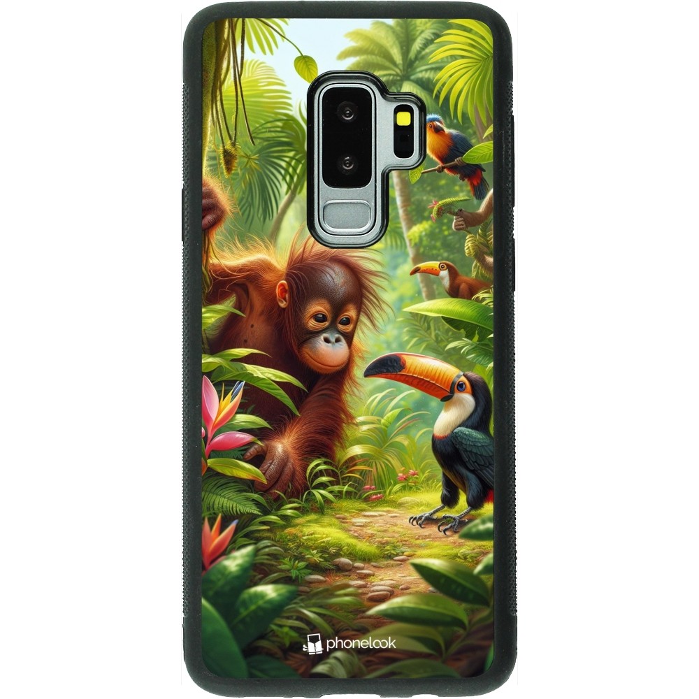 Coque Samsung Galaxy S9+ - Silicone rigide noir Jungle Tropicale Tayrona