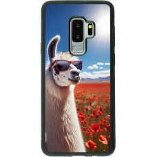 Coque Samsung Galaxy S9+ - Silicone rigide noir Lama Chic en Coquelicot