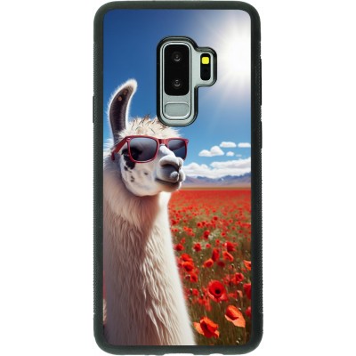 Coque Samsung Galaxy S9+ - Silicone rigide noir Lama Chic en Coquelicot