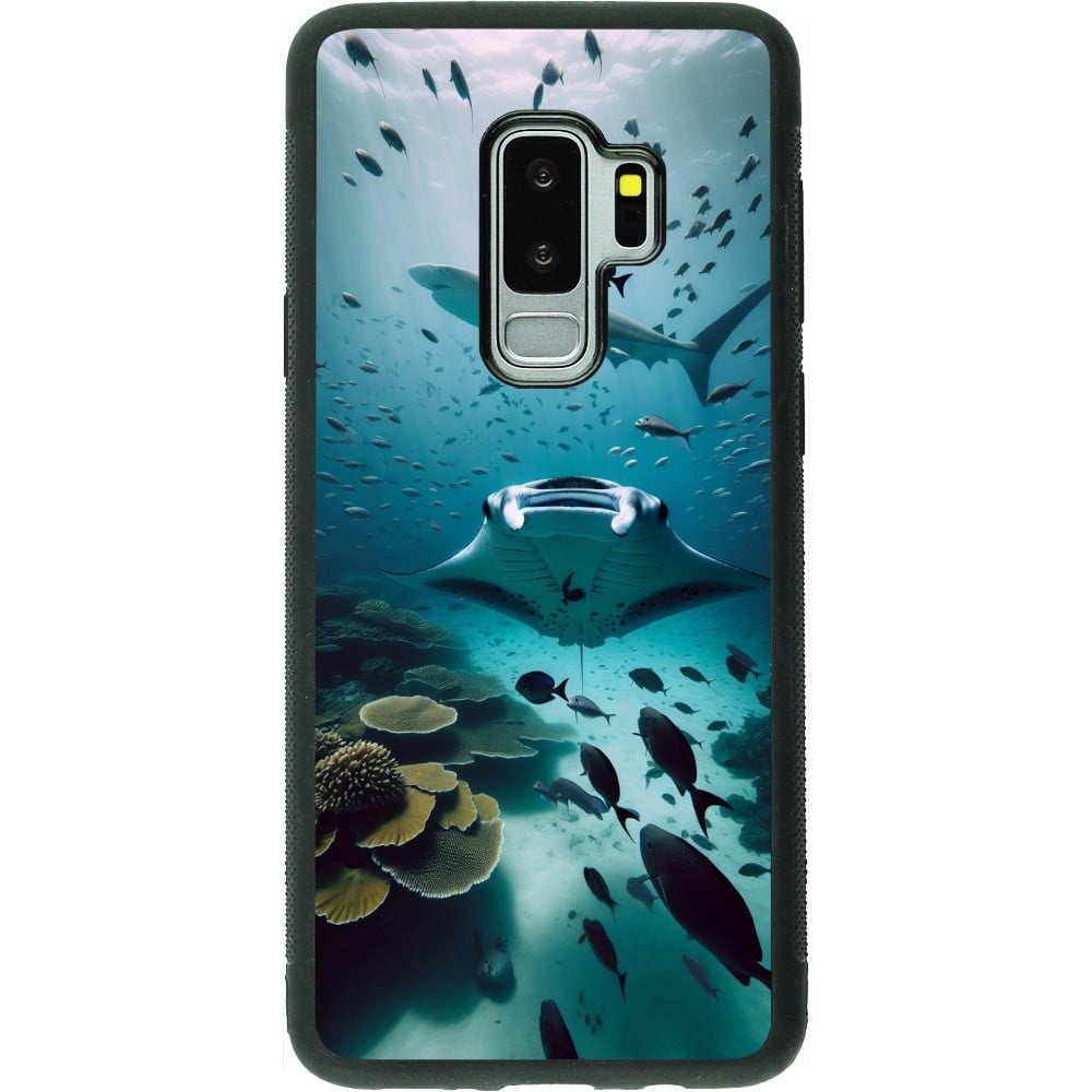 Coque Samsung Galaxy S9+ - Silicone rigide noir Manta Lagon Nettoyage