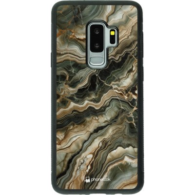 Coque Samsung Galaxy S9+ - Silicone rigide noir Marbre Olive