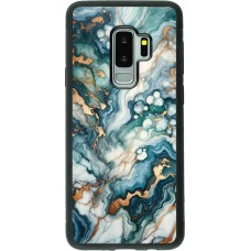 Coque Samsung Galaxy S9+ - Silicone rigide noir Marbre Vert Bleu Doré