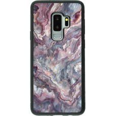 Coque Samsung Galaxy S9+ - Silicone rigide noir Marbre violette argentée