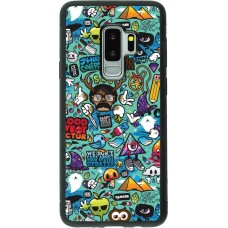 Coque Samsung Galaxy S9+ - Silicone rigide noir Mixed Cartoons Turquoise