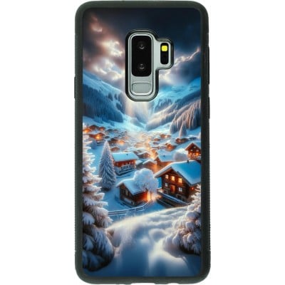 Coque Samsung Galaxy S9+ - Silicone rigide noir Mont Neige Lumière