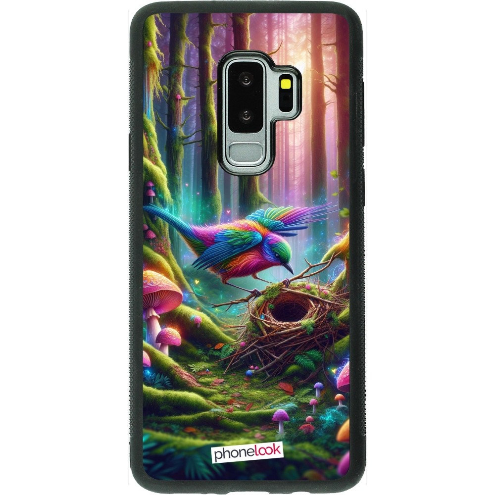 Coque Samsung Galaxy S9+ - Silicone rigide noir Oiseau Nid Forêt