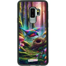 Coque Samsung Galaxy S9+ - Silicone rigide noir Oiseau Nid Forêt