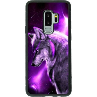 Coque Samsung Galaxy S9+ - Silicone rigide noir Purple Sky Wolf