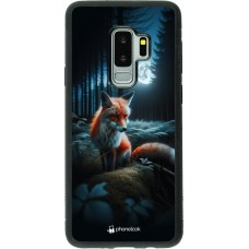 Coque Samsung Galaxy S9+ - Silicone rigide noir Renard lune forêt