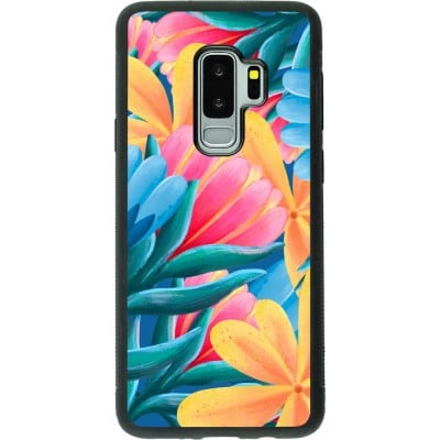 Coque Samsung Galaxy S9+ - Silicone rigide noir Spring 23 colorful flowers