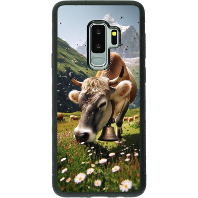 Coque Samsung Galaxy S9+ - Silicone rigide noir Vache montagne Valais