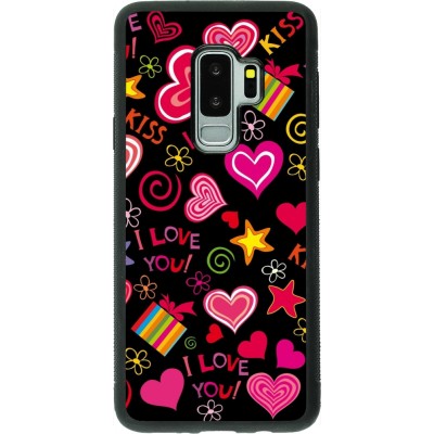 Coque Samsung Galaxy S9+ - Silicone rigide noir Valentine 2023 love symbols