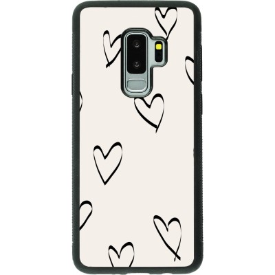 Coque Samsung Galaxy S9+ - Silicone rigide noir Valentine 2023 minimalist hearts