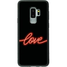 Coque Samsung Galaxy S9+ - Silicone rigide noir Valentine 2023 neon love