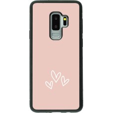 Coque Samsung Galaxy S9+ - Silicone rigide noir Valentine 2023 three minimalist hearts