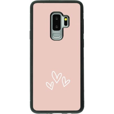 Coque Samsung Galaxy S9+ - Silicone rigide noir Valentine 2023 three minimalist hearts