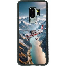 Coque Samsung Galaxy S9+ - Silicone rigide noir Vol Alpin Suisse