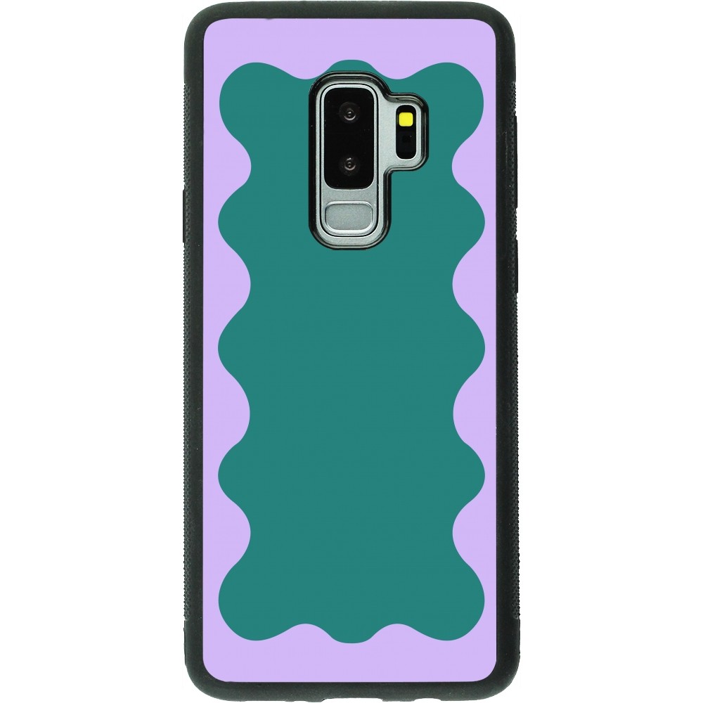 Coque Samsung Galaxy S9+ - Silicone rigide noir Wavy Rectangle Green Purple