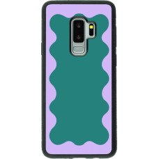 Coque Samsung Galaxy S9+ - Silicone rigide noir Wavy Rectangle Green Purple