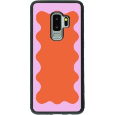 Coque Samsung Galaxy S9+ - Silicone rigide noir Wavy Rectangle Orange Pink