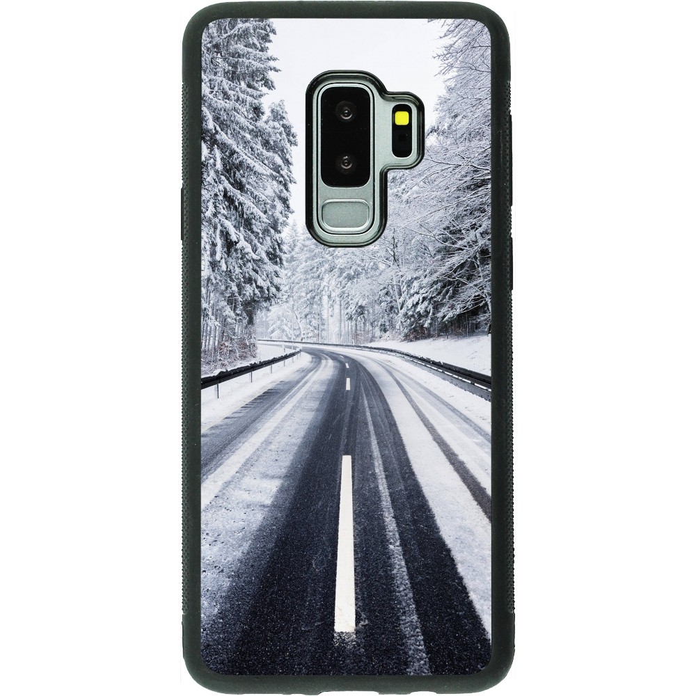 Coque Samsung Galaxy S9+ - Silicone rigide noir Winter 22 Snowy Road