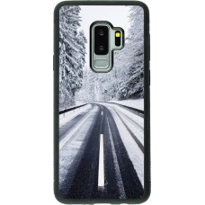 Coque Samsung Galaxy S9+ - Silicone rigide noir Winter 22 Snowy Road