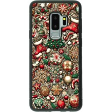 Coque Samsung Galaxy S9+ - Silicone rigide noir Noël 2023 micro pattern