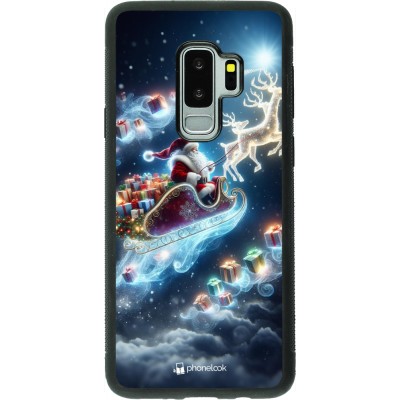 Coque Samsung Galaxy S9+ - Silicone rigide noir Noël 2023 Père Noël enchanté