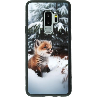 Coque Samsung Galaxy S9+ - Silicone rigide noir Noël 2023 Renardeau sapin