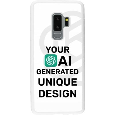 Coque Samsung Galaxy S9+ - Silicone rigide blanc 100% unique générée par intelligence artificielle (AI) avec vos idées