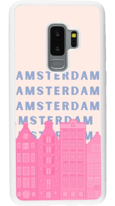 Coque Samsung Galaxy S9+ - Silicone rigide blanc Amsterdam Pink Print