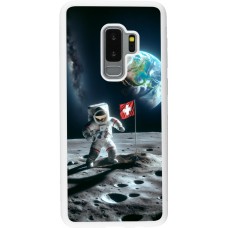 Coque Samsung Galaxy S9+ - Silicone rigide blanc Astro Suisse sur lune