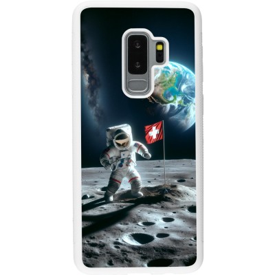 Coque Samsung Galaxy S9+ - Silicone rigide blanc Astro Suisse sur lune