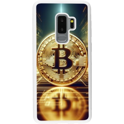 Coque Samsung Galaxy S9+ - Silicone rigide blanc Bitcoin Standing