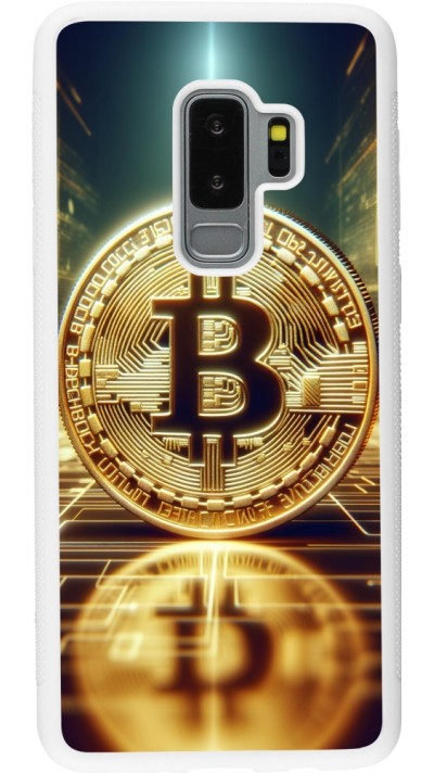 Coque Samsung Galaxy S9+ - Silicone rigide blanc Bitcoin Standing