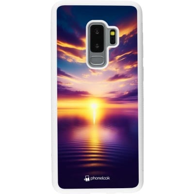 Coque Samsung Galaxy S9+ - Silicone rigide blanc Coucher soleil jaune violet