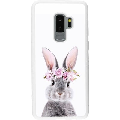 Coque Samsung Galaxy S9+ - Silicone rigide blanc Easter 2023 flower bunny