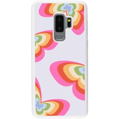 Coque Samsung Galaxy S9+ - Silicone rigide blanc Easter 2024 rainbow butterflies