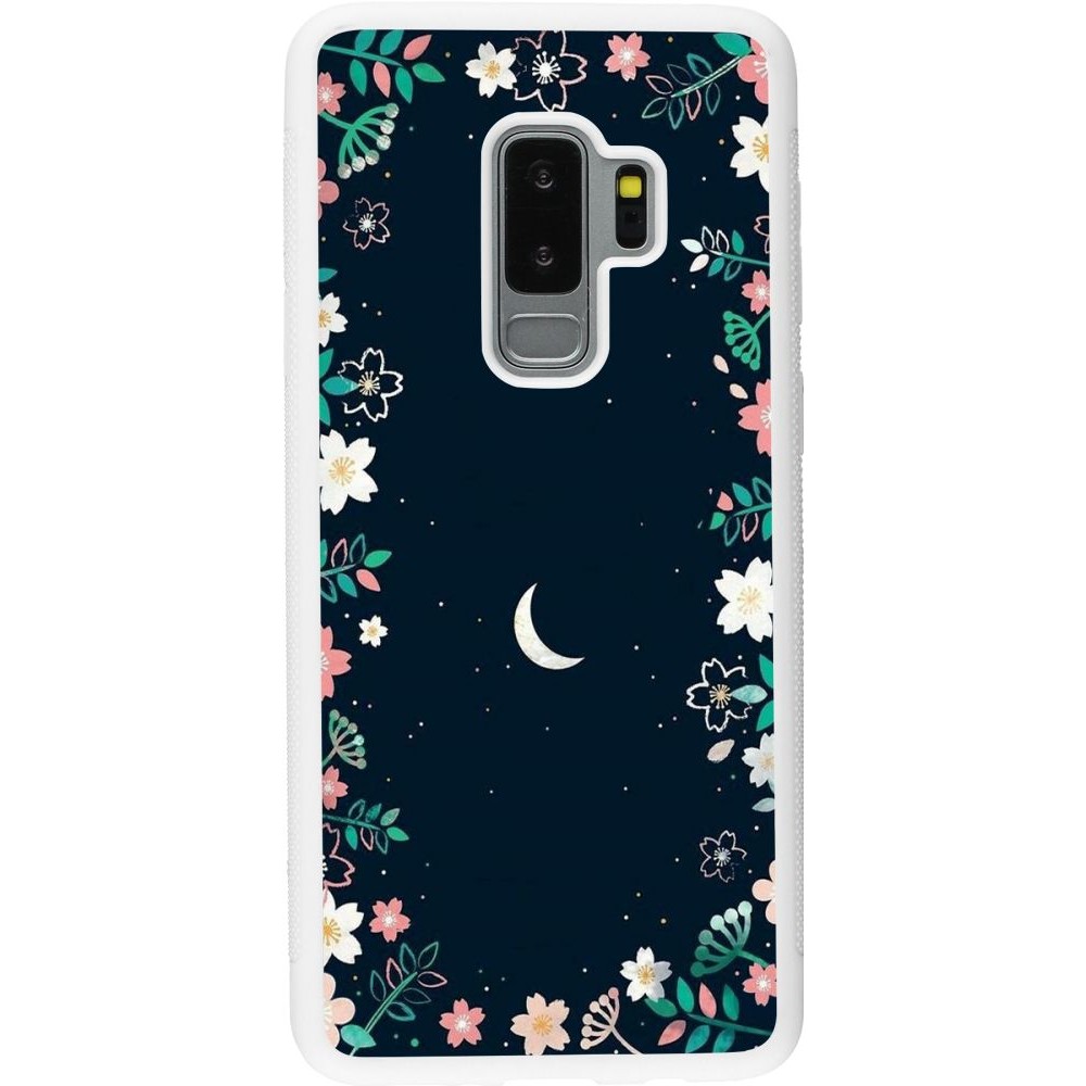 Coque Samsung Galaxy S9+ - Silicone rigide blanc Flowers space