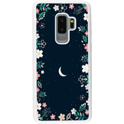 Coque Samsung Galaxy S9+ - Silicone rigide blanc Flowers space