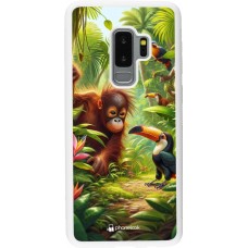 Coque Samsung Galaxy S9+ - Silicone rigide blanc Jungle Tropicale Tayrona