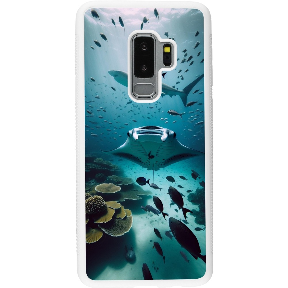 Coque Samsung Galaxy S9+ - Silicone rigide blanc Manta Lagon Nettoyage