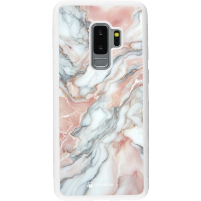 Coque Samsung Galaxy S9+ - Silicone rigide blanc Marbre Rose Lumineux