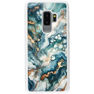 Coque Samsung Galaxy S9+ - Silicone rigide blanc Marbre Vert Bleu Doré