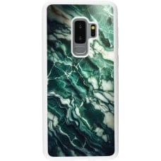 Coque Samsung Galaxy S9+ - Silicone rigide blanc Marbre vert majestueux